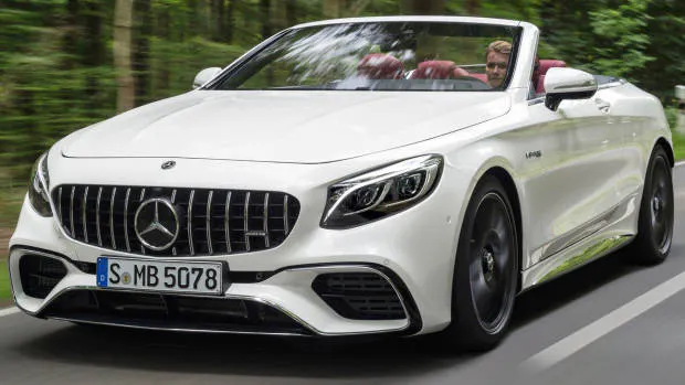 2018 Mercedes-AMG S-Class cabriolet white front moving