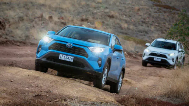 A 2019 Toyota RAV4 SUV in blue