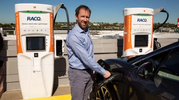 Chargefox CEO Marty Andrews at a rapid charging station