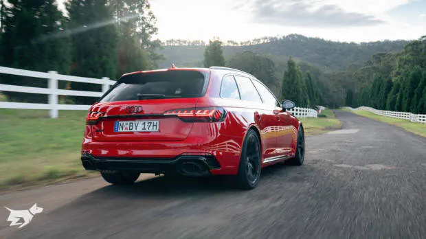 The 2021 Audi RS4 Avant pictured in red