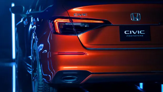 Honda Civic Prototype 2021 sedan orange