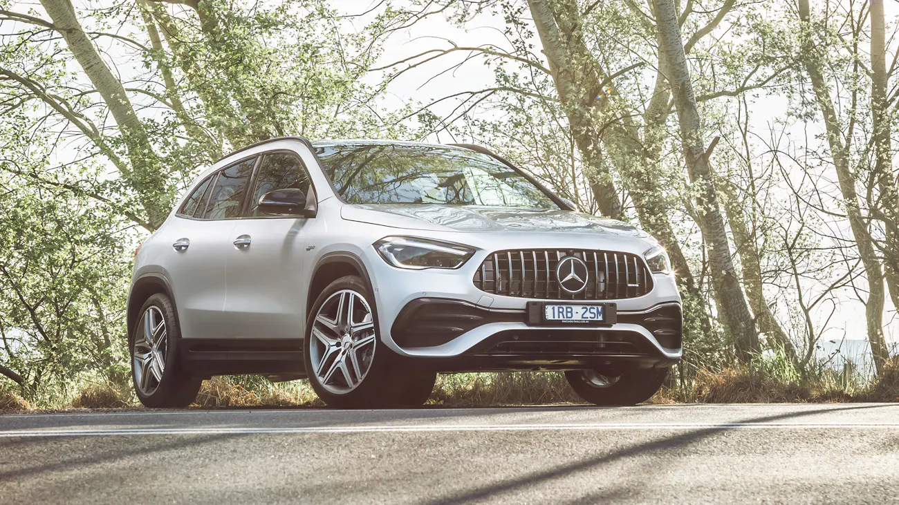 The 2021 Mercedes-AMG GLA 35 SUV in silver