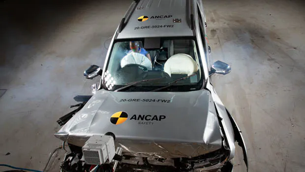 GWM ute frontal crash high view