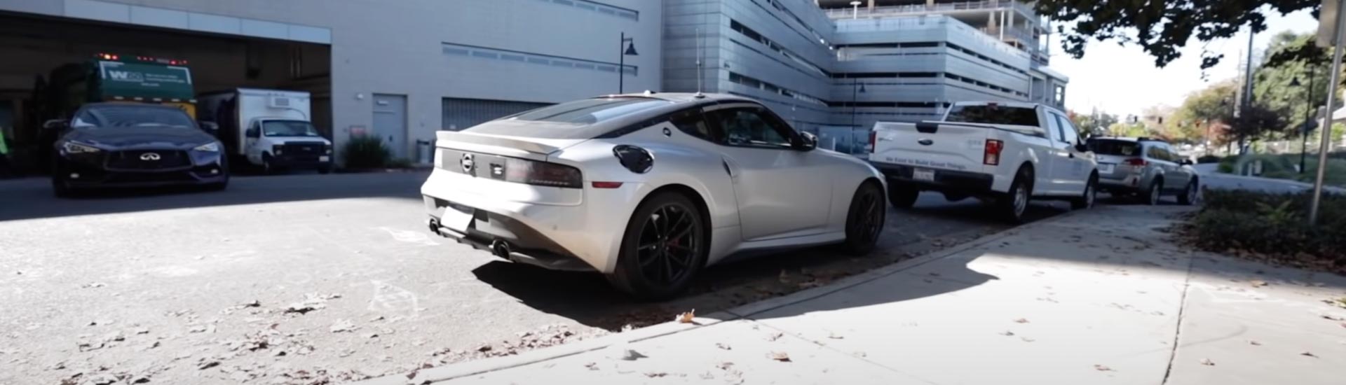Nissan Z shows off its exhaust note during a hard launch