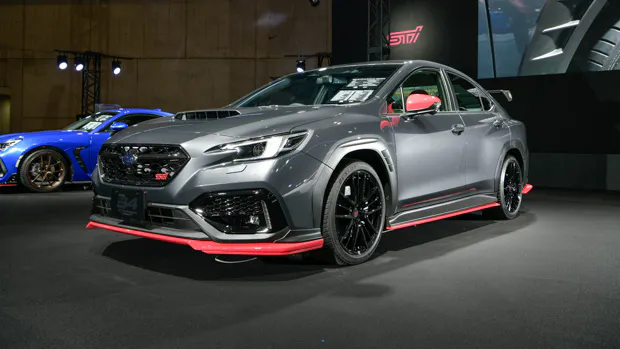 Subaru WRX STI S4 performance concept on the stand