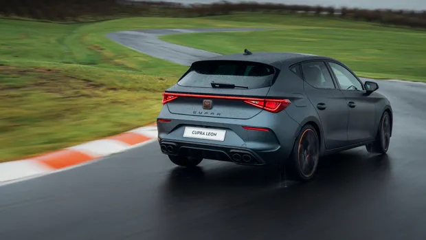 2022 Cupra Leon hot hatch grey - rear 3/4 dynamic shot