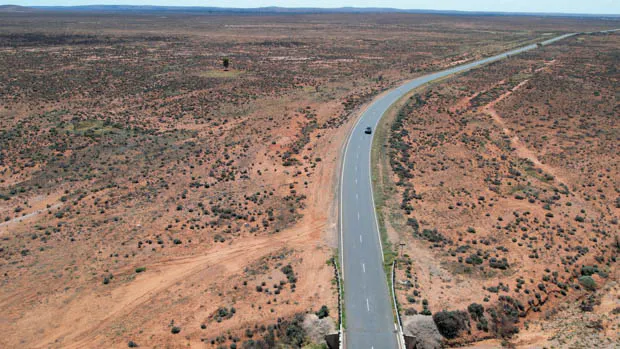 Outback scenery with road drone shot