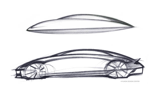 Hyundai Ioniq 6 2023: design sketch of larger Ioniq teased before official reveal