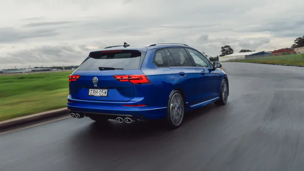 Volkswagen Golf R wagon 2022 rear driving