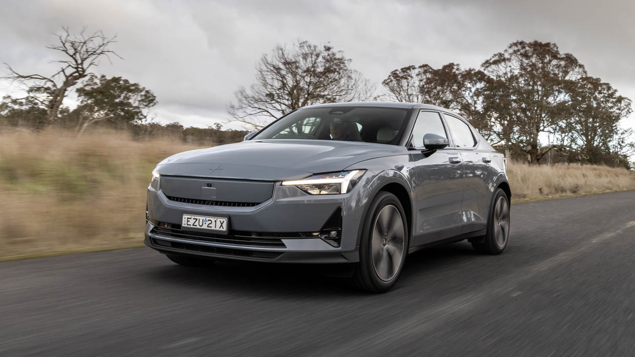 MY24 Polestar 2 long range single motor driving shot front angle 5