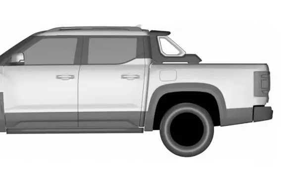 2024 BYD ute patent image side angle rear shot
