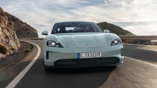 2024 Porsche Taycan front end driving shot