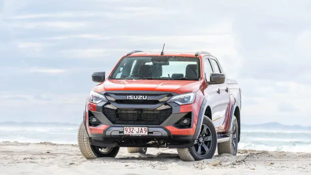 2024 Isuzu D-Max X-Terrain front 3/4 on the beach