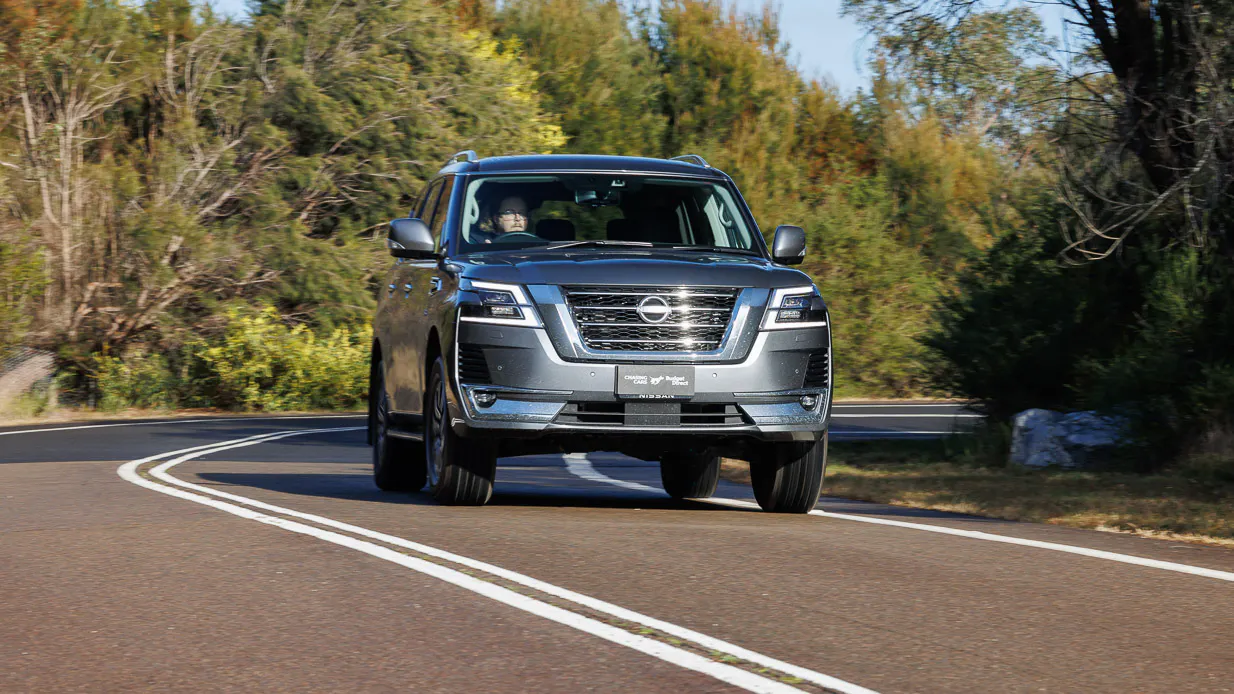 2024 Nissan Patrol Ti-L front angle driving shot