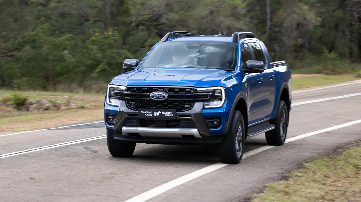 2024 Ford Ranger Wildtrak V6 front angle passing shot 2